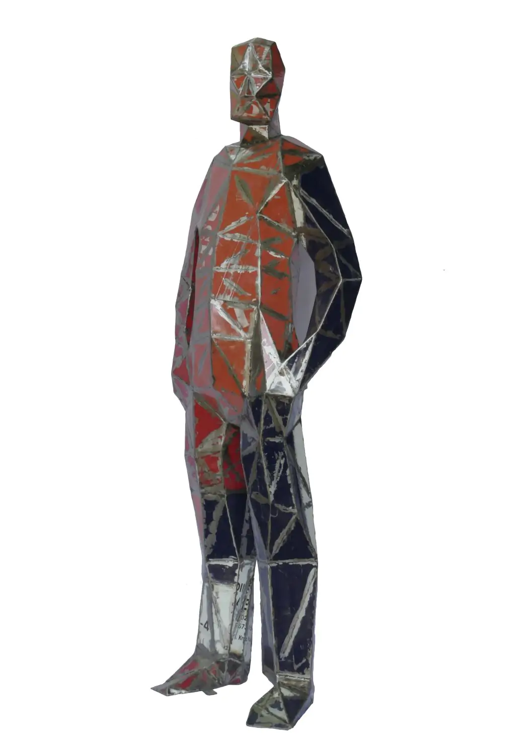  Product image 2 of the product “Standing Man, 181cm height, sculpture from upcyceled oil barrel. ”